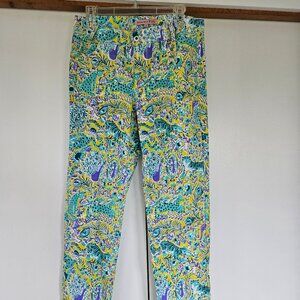 Barbara Gerwit Vintage 'Jungle Print' Cotton Pants, Size 6, Purple/Green/Yellow